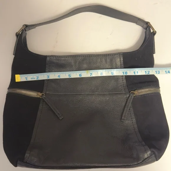 American Company Elegant Black Large Leather Suede Hobo Bag - Picture 8 of 11